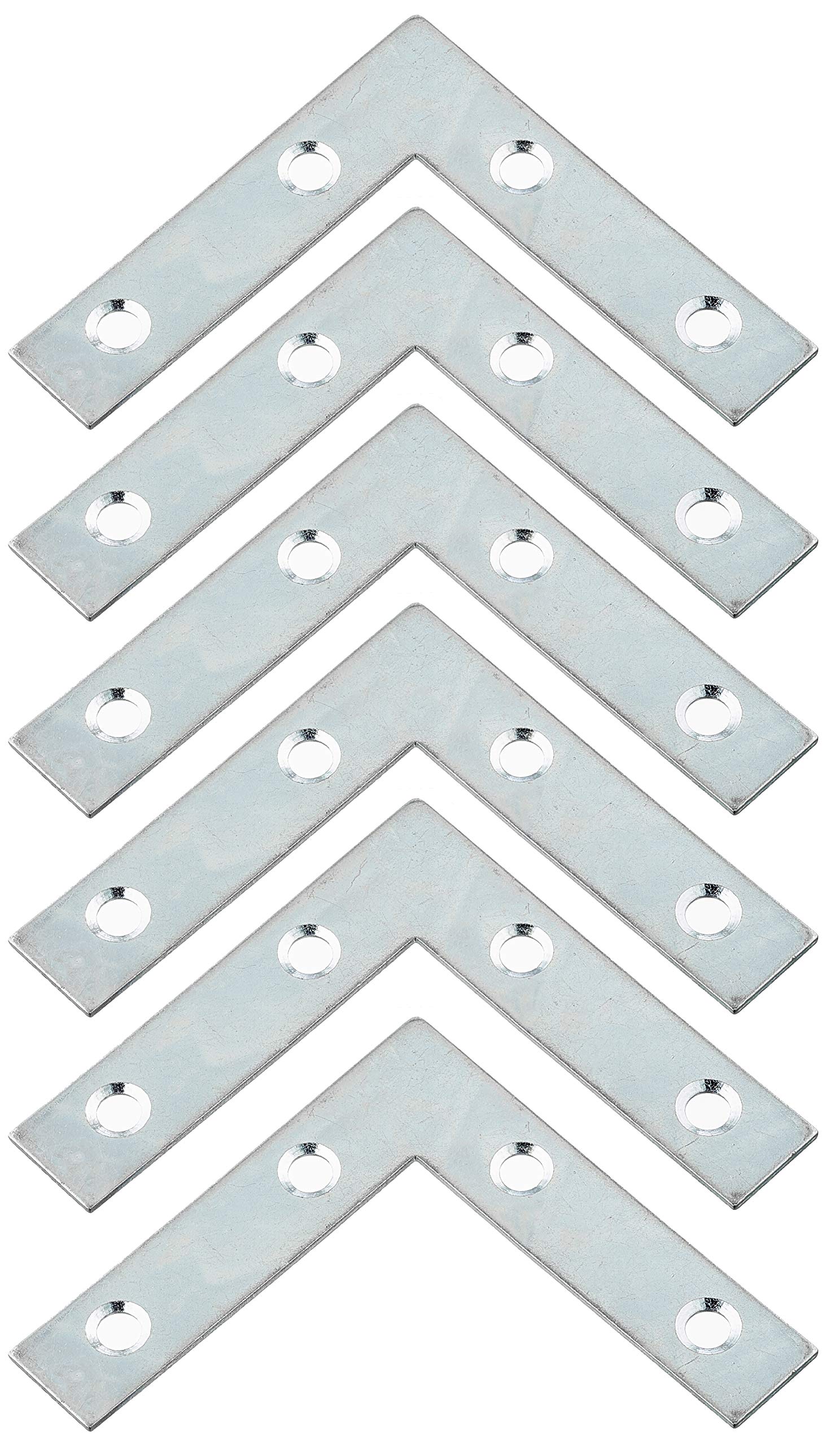 Merriway® BH00143 (5 Pcs) Flat Corner Zinc Plated Repair Brackets Braces Plates, 75 mm (3 inch) - Pack of 5 Pieces