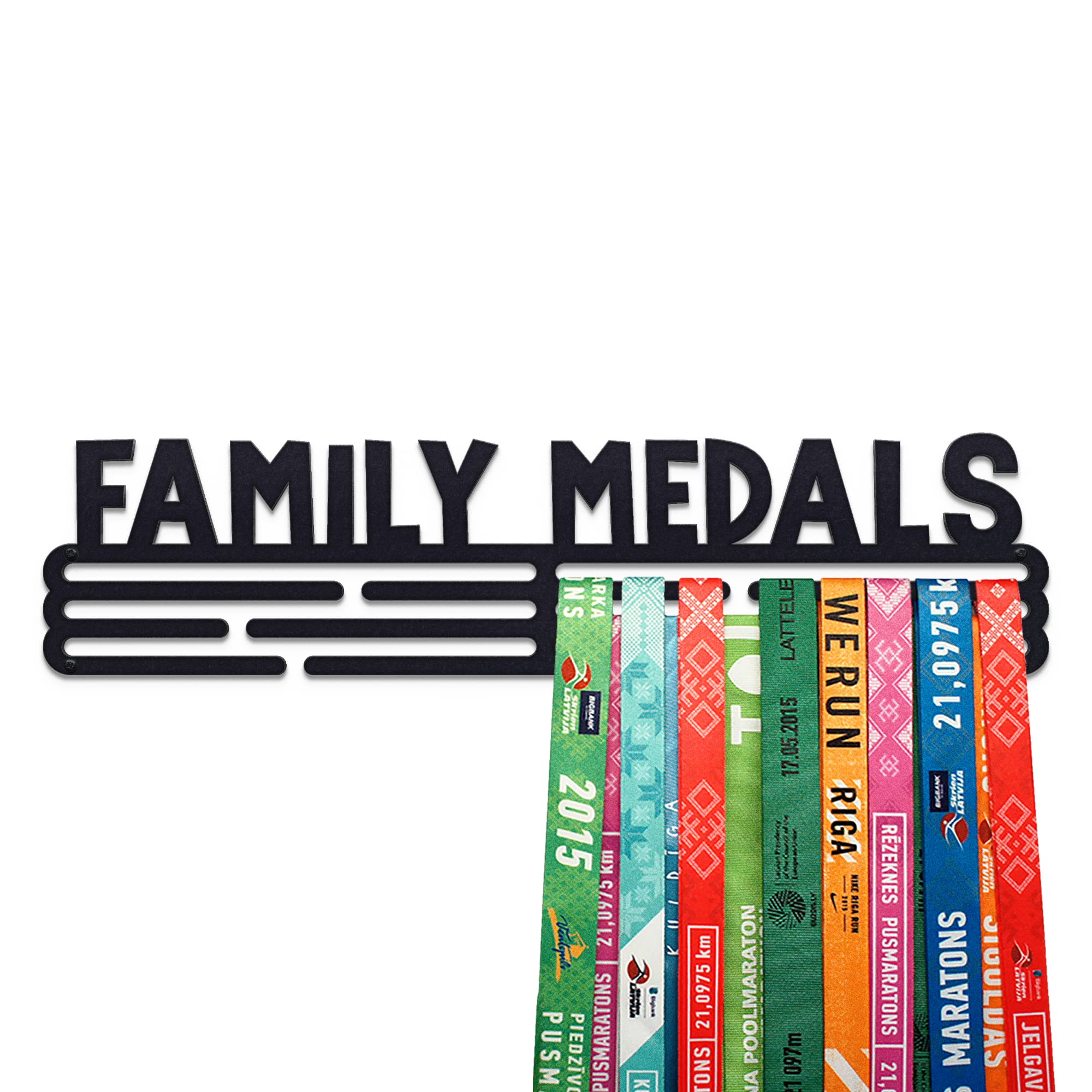 United Medals FAMILY MEDALS Sport Medal Hanger Display | Matte Black Steel Medal holder | Awards display rack for up to 48 medals