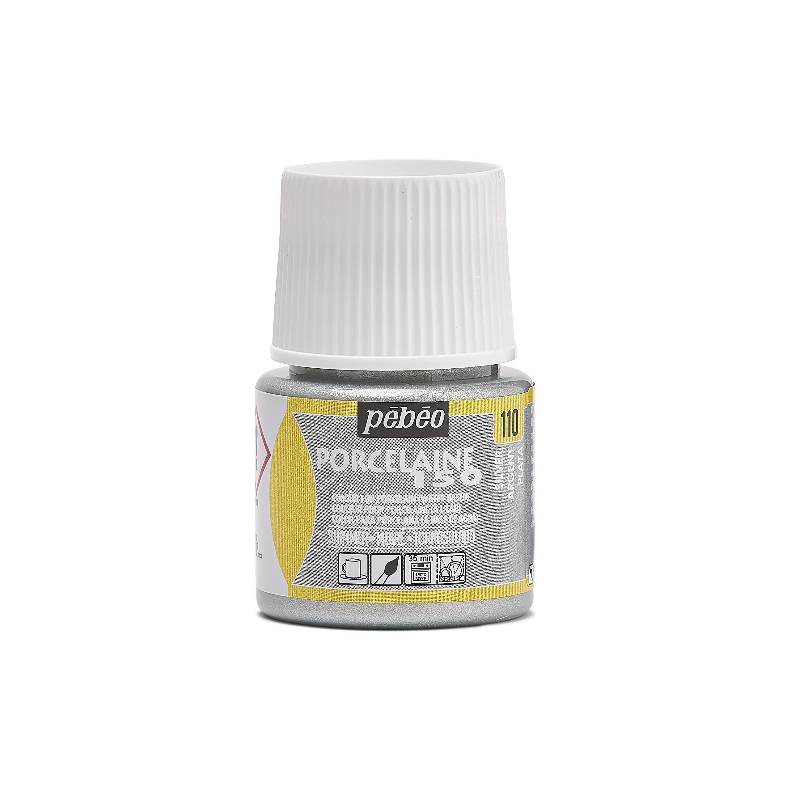 Pebeo 24110 Porcelaine 150 China Paint 45-Milliliter Bottle, Shimmer Silver — image 1