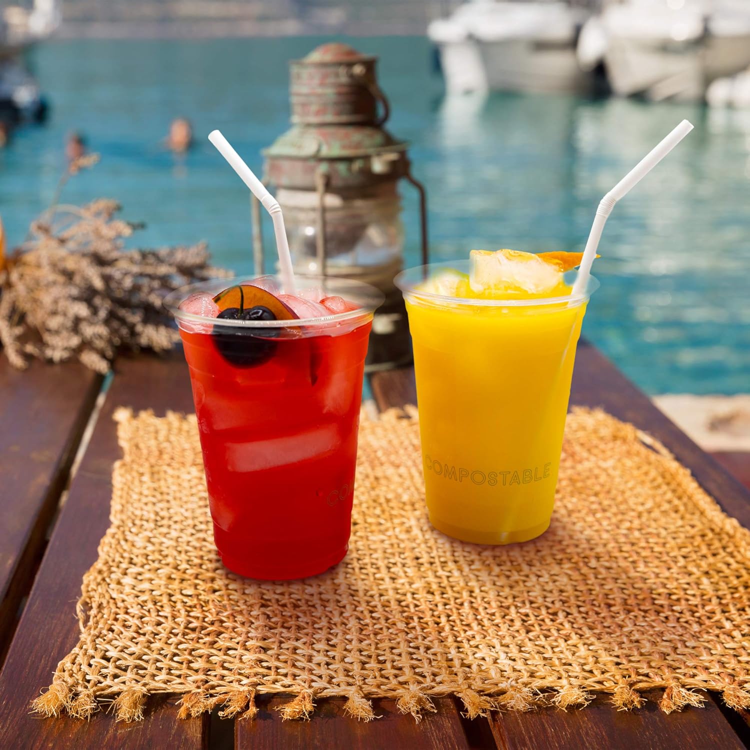 Greenchain Compostables, 250 Premium Plant Based Flexible Straws , 100% Compostable Party & Event Straws: Kitchen & Dining