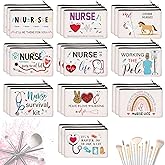 Irenare 30 Pcs Nurse Gifts for Women Nurse Survival Kit Canvas Makeup Bags Cosmetic Appreciation Peace Love Nursing Travel Toiletry Case Earpiece Toiletry Zipper Pouch Bag Thank You Gift