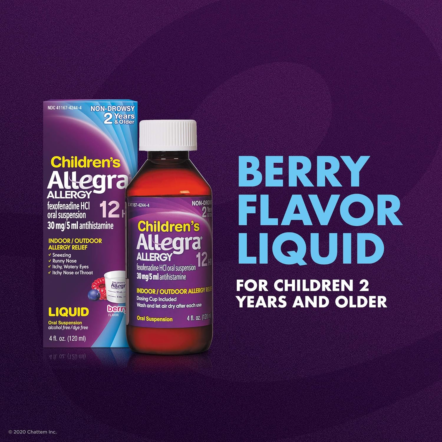 Allegra Children's 12 Hour Allergy Relief Berry, 4 Ounce Bottle, Long-Lasting Fast-Acting Allergy Relief for Children Ages 2 and Up, Liquid Antihistamine: Health & Personal Care