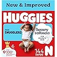 Huggies Size Newborn Diapers, Little Snugglers Baby Diapers, Size Newborn (up to 10 lbs), 144 Count, Packaging May Vary