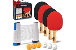 PRO SPIN PRO-SPIN Portable Ping Pong Set with Retractable Ping Pong Net for Any Table, All-in-One Table Tennis Set with Ping Pong Paddles, Balls & Case, Table Top Family Game