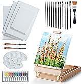 ARTIFY Art Supplies Kit, Tabletop Easel Set with 12 Acrylic Paints, 13 Paint Brushes, 4 Canvas Boards, 2 Palette Knives & Plastic Palette, Gift for Artists & Adults
