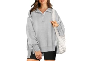 RUBZOOF Oversized Sweatshirt for Women Trendy Button Henley Neck Pullover Long Sleeve Tops Casual Fall Clothes XS-XL