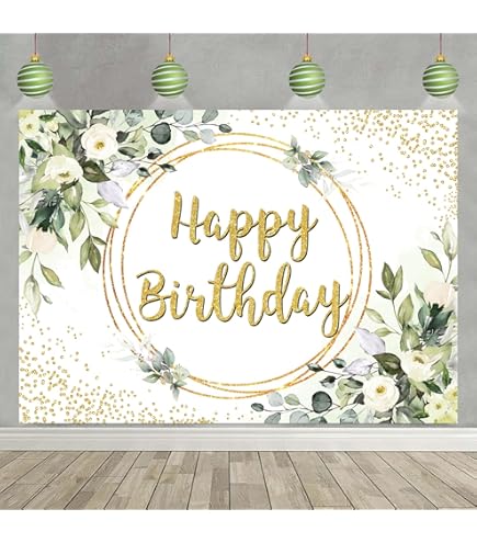Ayayiya Sage Green Happy Birthday Backdrop Banner Decorations For Women,Greenery Birthday Backdrops Eucalyptus Leaves Photography Background Lady Girl Bday Party Decor Supplies Photo Booth Props 7x5ft - View #12