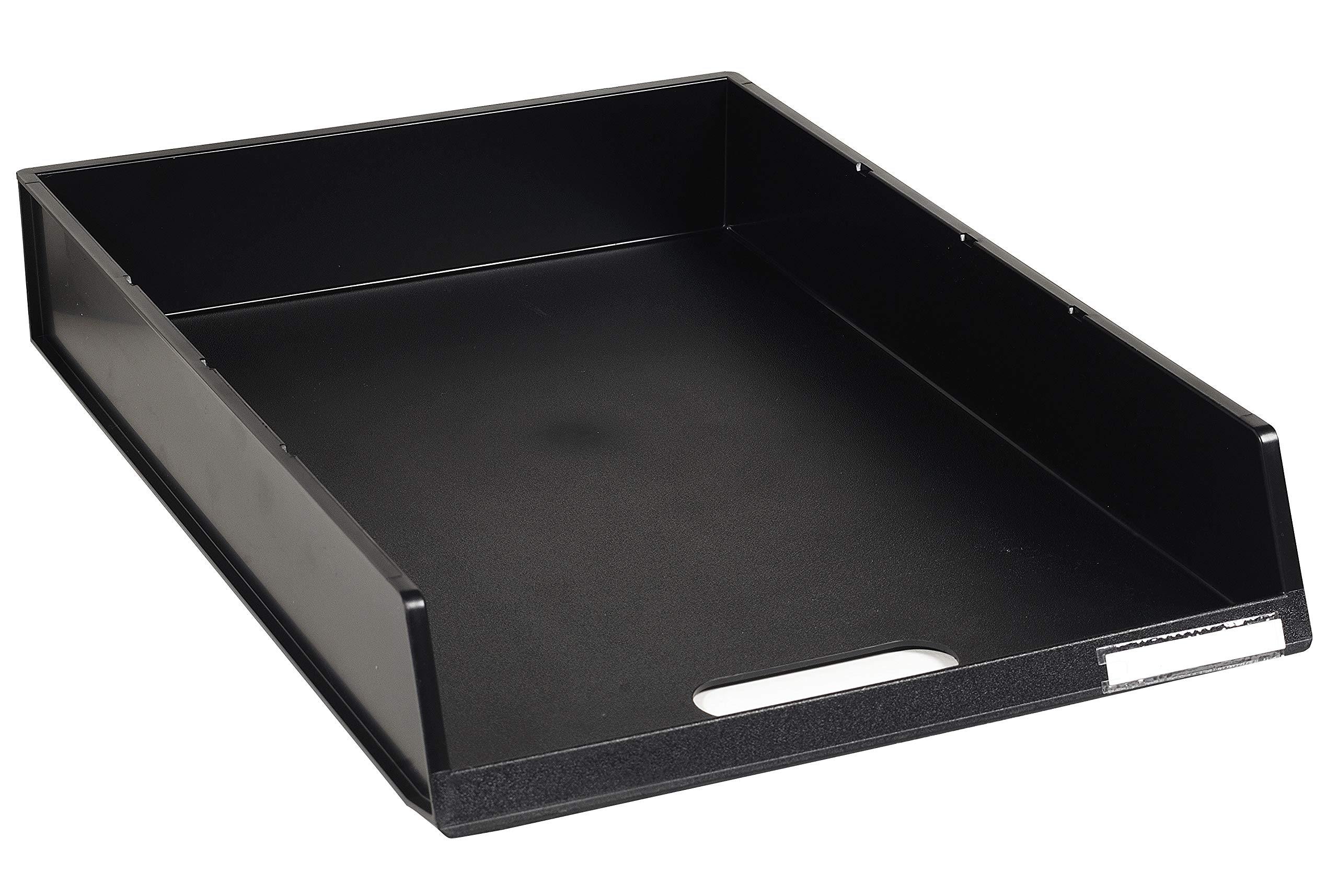 Exacompta - Ref 11014D - Office Letter Tray - 345 x 246 x 59mm in Size, Suitable for C4 Documents, Stackable Vertically, Label Holder & Thumb Hole - Black