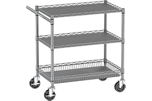 Folews 3 Tier Rolling Cart Heavy Duty, Utility Cart with Wheels Kitchen Storage Metal Trolley Organizer with Adjustable Shelv