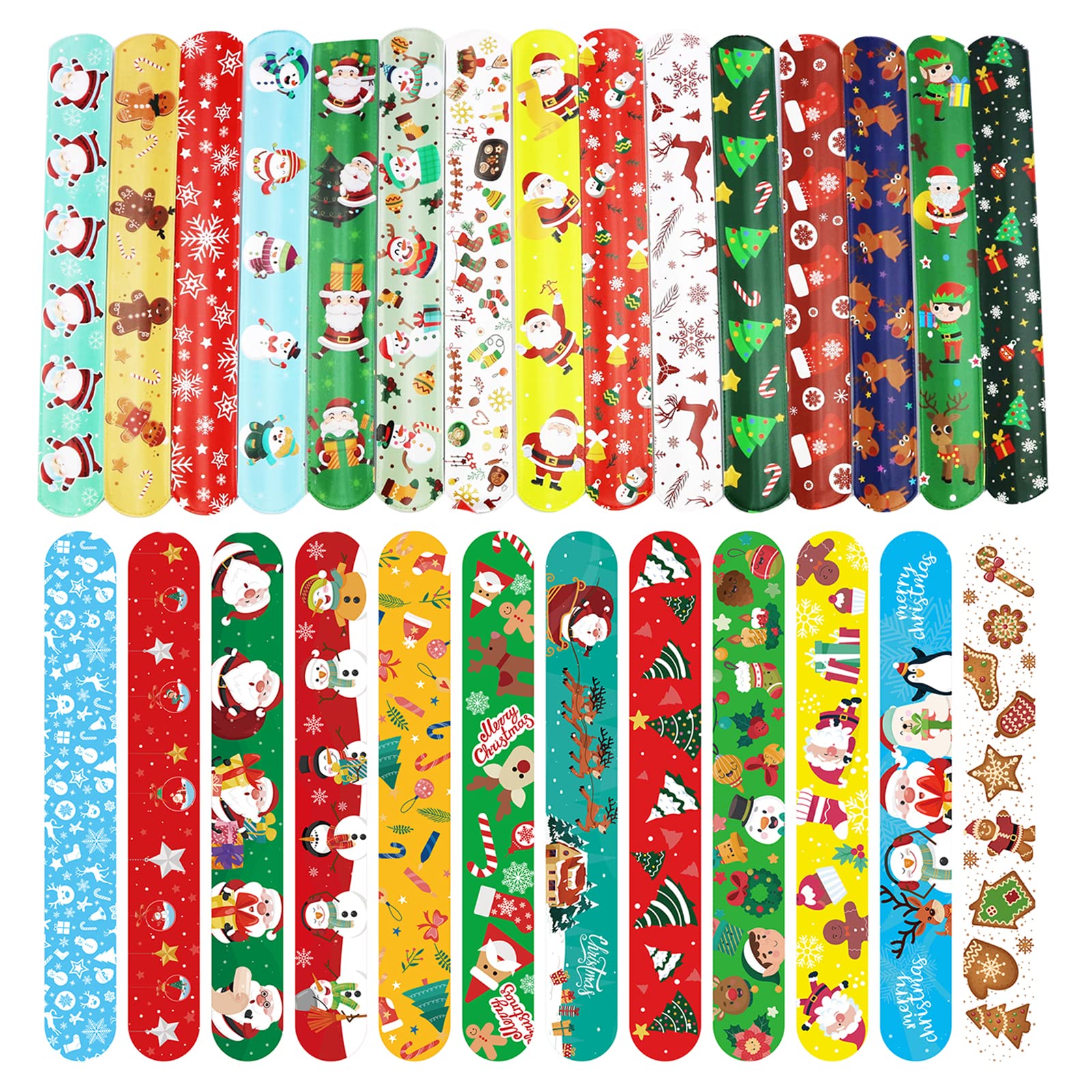 YAAVAAW 27 Piece Slap Bracelet for Children, Christmas Snap Bracelet, Slap Band Toy Child Party Gifts, Gift Bag Fillers for Birthday and Festive for Girls and Boys