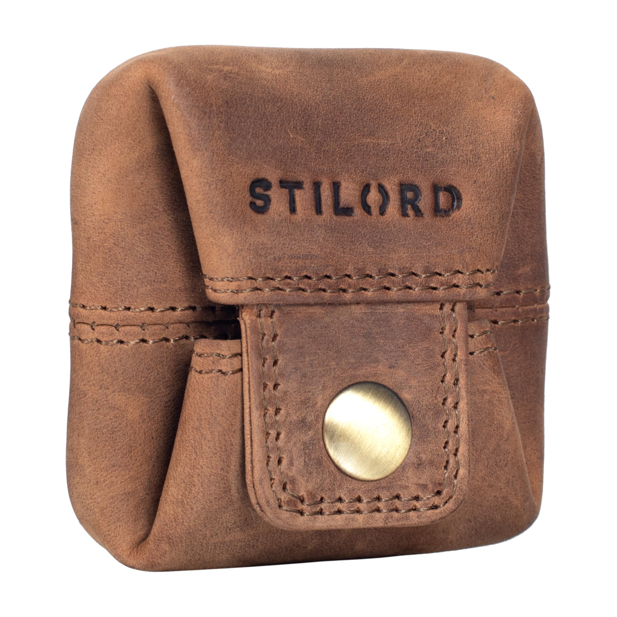 STILORD Claron Mini Coin Pouch Leather Coin Purse Small Vintage Wallet Slim Purse for Change Men Men Women Genuine Cow Hide in Gift Box Colour:Middle Brown