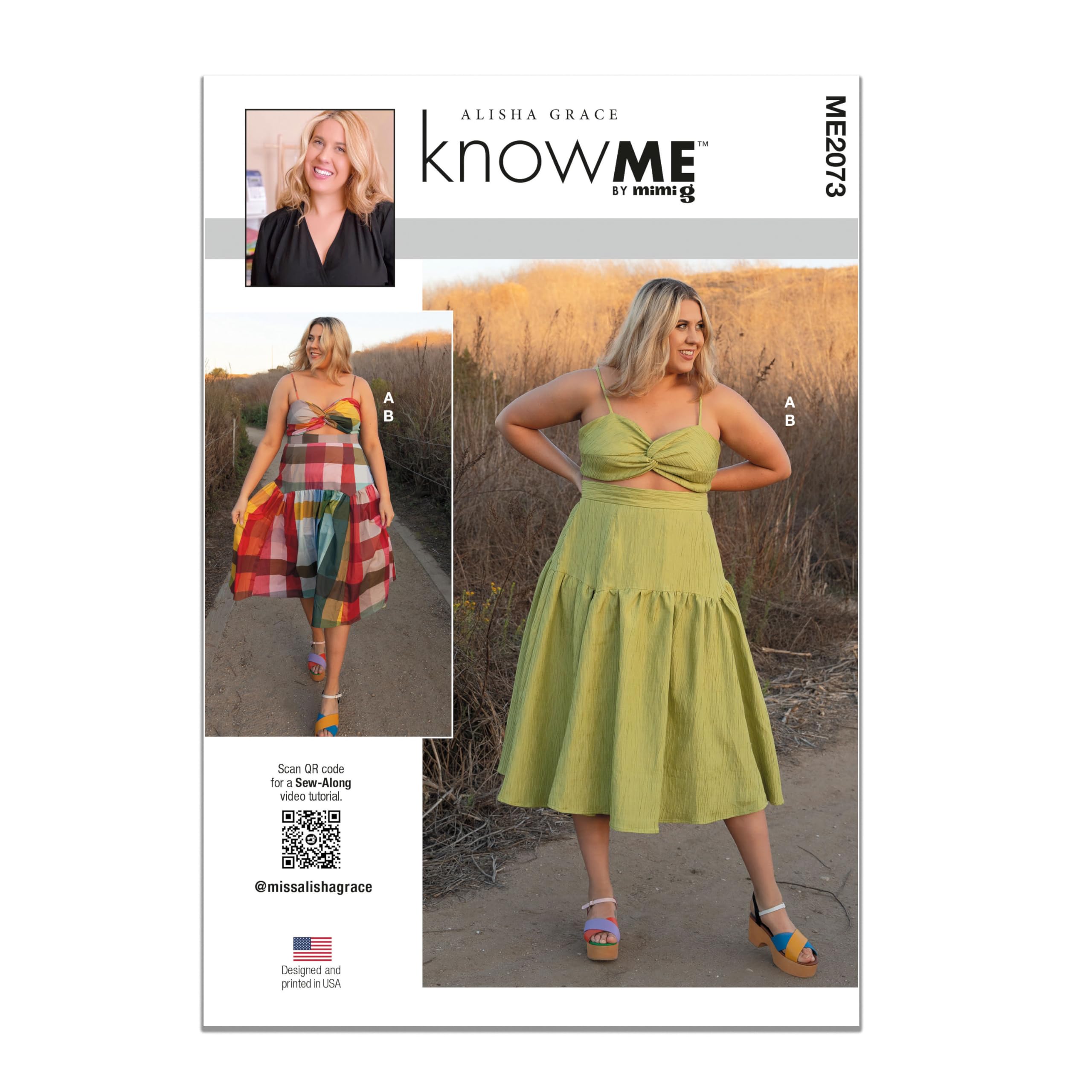 KNOW ME Sewing Pattern ME2073K5 Misses' Crop Top and Skirt by Alisha Grace K5 (8-10-12-14-16)