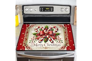 NYZE Christmas Stove Top Cover for Electric Stove,Glass Stove Top Cover,Heat Resistant Glass Cooktop Cover,Stovetop Protector, Kitchen Decor,Dish Drying Mats Cover for Washer Ceramic Top 28.5x20.5 in