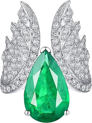 Genuine Emerald Engagement Wedding Ring with Diamonds in 14K Yellow White Gold Gifts for Woman