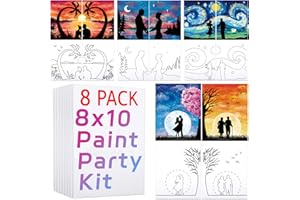 VALLSIP 8 Pack Pre Drawn Canvas for Painting for adults Paint and Sip Canvas Painting Kit Stretched Canvas Couples Games Date Night Afro Elegant Gentleman and Lady Couple Paint Party Valentines Gift
