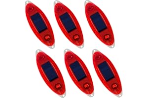 QXMH Solar Strobe Warning Light,Small Solar Safety Warning Light 360 Degree & Outdoor Waterproof,Traffic Pavement Bright LED Lights for Construction Site,Traffic,Dock,Marine,Stop Sign (Red 6 Pack)