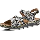 Spring Step L`Artiste Joelina Dazi Ankle Strap Hand Painted Leather Floral Sandals