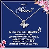 Ralukiia Butterfly Necklace for Niece, Be Your Own Kind of Beautiful Jewelry Gift with Message Card, Inspirational Encouragement Present from Aunt or Uncle — 2 Colors