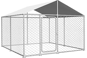 HIWOKK Outdoor Dog Kennel Outside Heavy Duty Dog Enclosure with Waterproof UV-Resistant Cover and Security Lock (90x90x63IN)