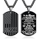 GLITTO Valentines Day Gifts for Him - Best Dad Son Brother Grandson Grandpa Boyfriend Husband Ever Necklace, Stainless Steel Flag Dog Tags Pendant, Birthday Christmas Gifts Jewelry for Men Boys