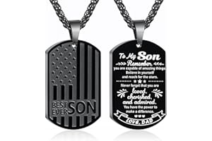 GLITTO Valentines Day Gifts for Him - Best Dad Son Brother Grandson Grandpa Boyfriend Husband Ever Necklace, Stainless Steel Flag Dog Tags Pendant, Birthday Christmas Gifts Jewelry for Men Boys