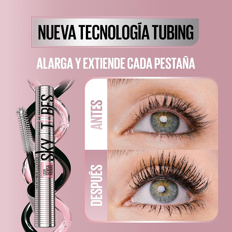Máscara Sky Tubes Sensational de Pestanas de Pestanas de Nova Iorque, Muito Preta