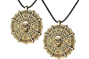 ZIZWO 2PCS Pirate Coin Necklace,Skull Necklace for Kids,Halloween Pirate Costume Accessories for Party Cosplay