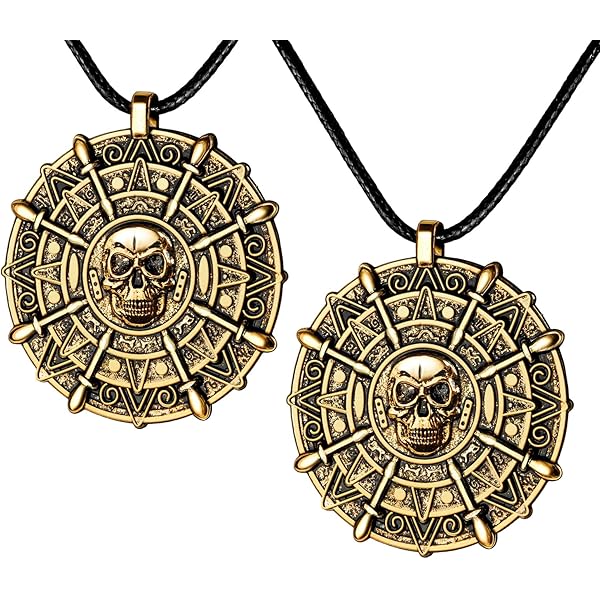 Mystart Pack of 3 Pirates of The Caribbean Necklace Aztec Skull