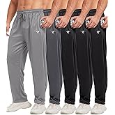 lomsoe 5 Pack Mens Sweatpants Open Bottom Joggers for Men with Zip Pockets Loose Fit Mesh Athletic Pants for Running,Casual