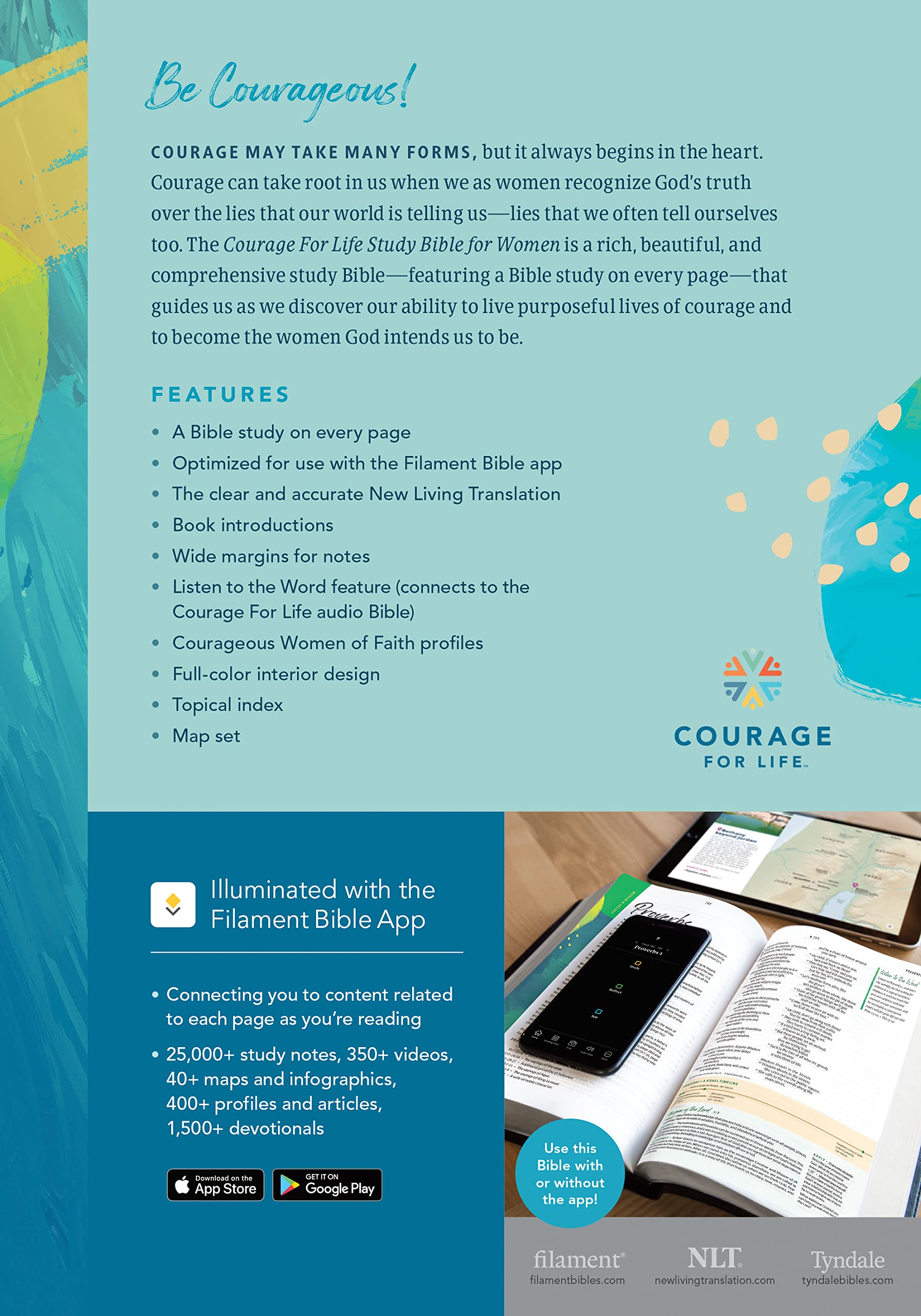 NLT Courage For Life Study Bible for Women, Filament Enabled (Hardcover) NLT Courage For Life Study Bible for Women, Filament Enabled (Hardcover) Hardcover