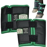Click Horse Fetlock Shield, Horse Wrap, Prevents Pressure Sores &amp; Bed Sores Fetlock Shields for Horses, Protection Horse Boots, Bedsore Boots, Nylon Lined Interior Black w/Green Trim - One Size