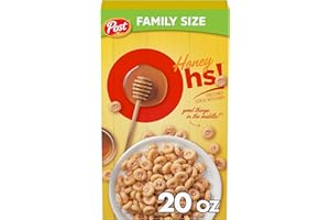 Honey Ohs! Family Size Cereal, Crunchy Breakfast Cereal Os Made with Sweetened Corn, Oats and Rice, 20 OZ Box