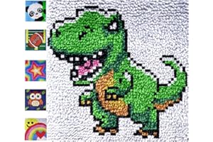 Puzamen Dinosaur Latch Hook Kits, Beginner Latch Hook Kit for Kids