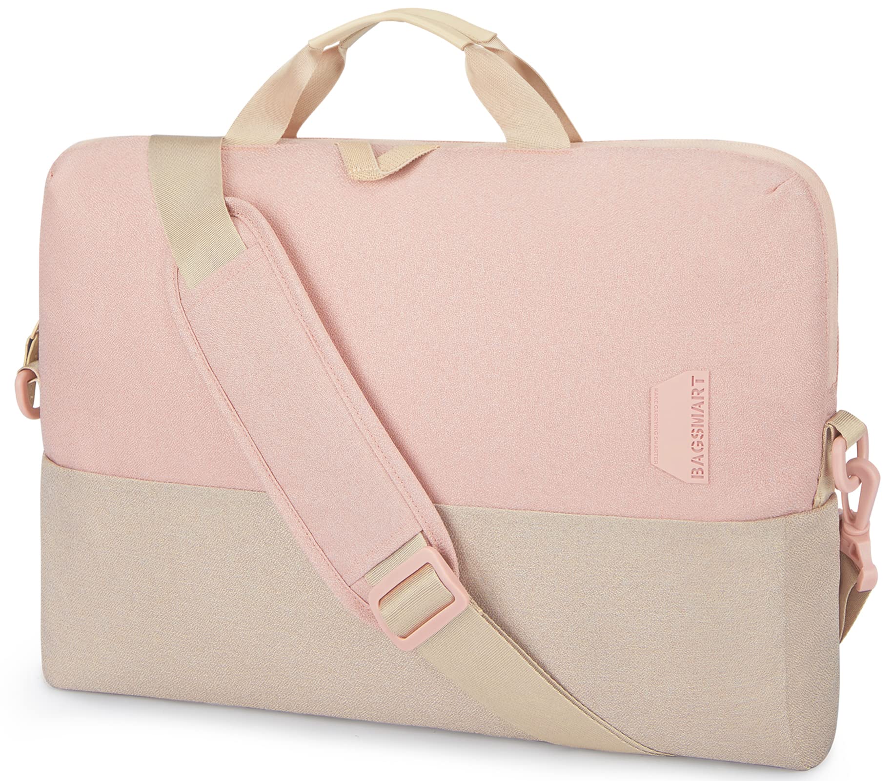 BAGSMART Laptop Bag for Women, Laptop Sleeve, 15.6 Inch Laptop Case, Computer Bag, Laptop Briefcase for Business Office Travel, Pink