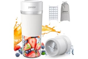 Smoothie Blender, Ganiza Small Blender for Shakes and Smoothies, 3-In-1 Portable Blender with Ice Crusher Blender Blade, 10oz Personal Mini Blender with Storage Bag & Ice Cube Tray, USB-C Rechargeable