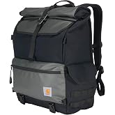 Carhartt 40L Backpack Black | Nylon Roll Top, Heavy-Duty Water-Resistant Material with 17" Laptop Sleeve