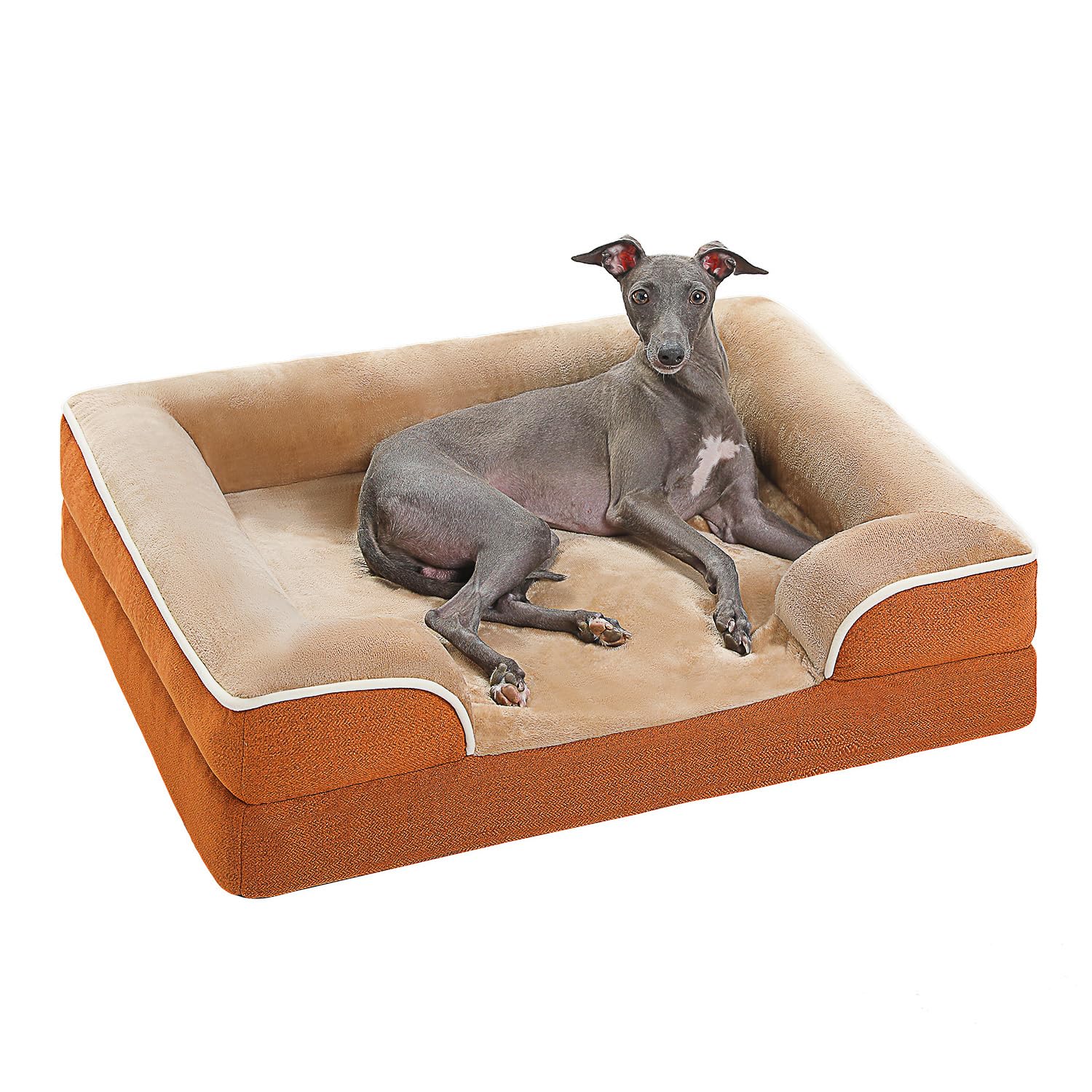 Photo 1 of PAWZ Road Orthopedic Dog Bed - Medium Size with Supportive Foam, 2-Layer Waterproof Cover and Non-Slip Bottom for Small to Large Dogs - Khaki