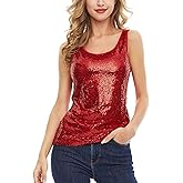 Women's Sleeveless Glitter Sequin Tank Tops Shimmer Vest Tops Glitter Camisole for Women Girl