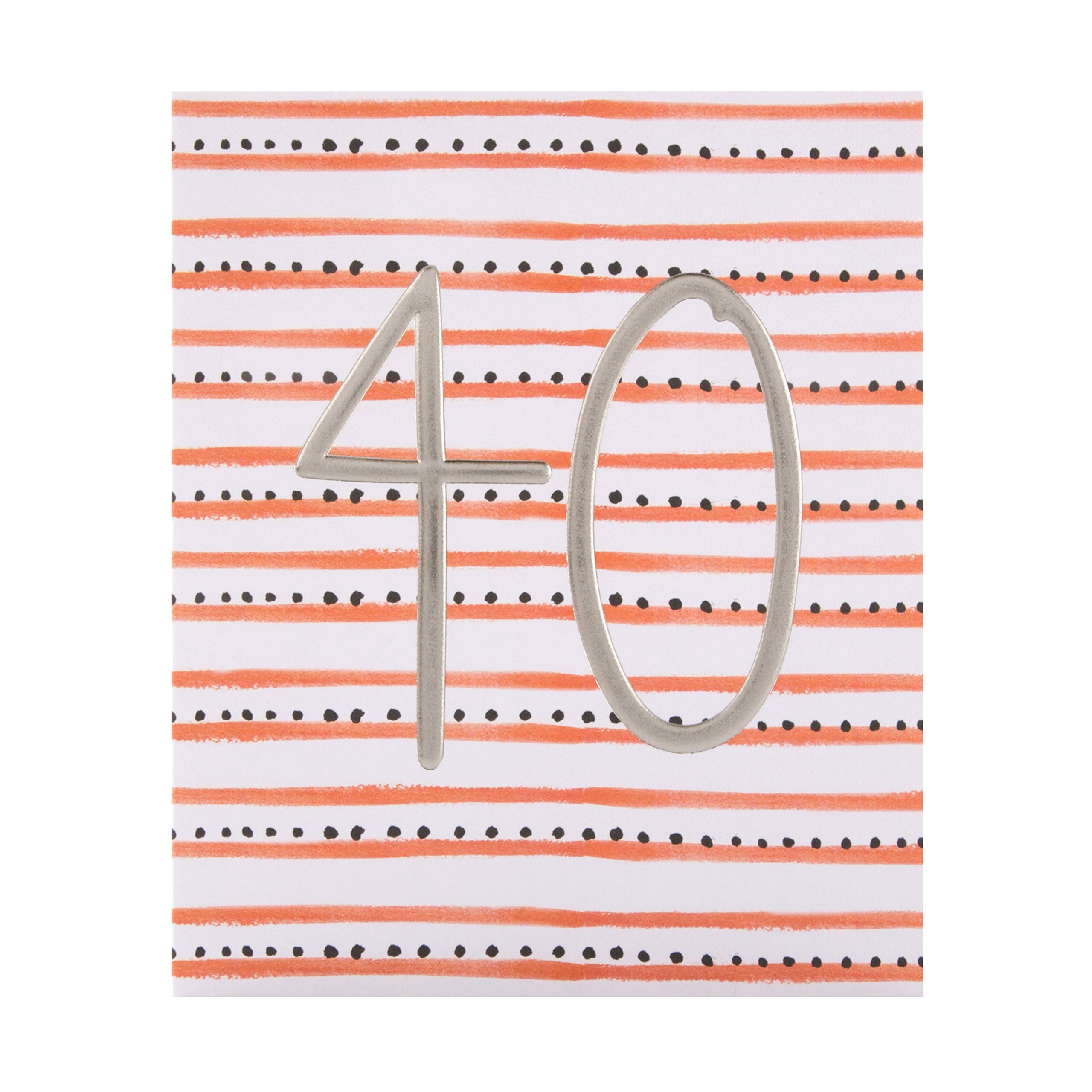 40TH Birthday Card from The Hallmark Studio - Embossed Silver Foil Number Design