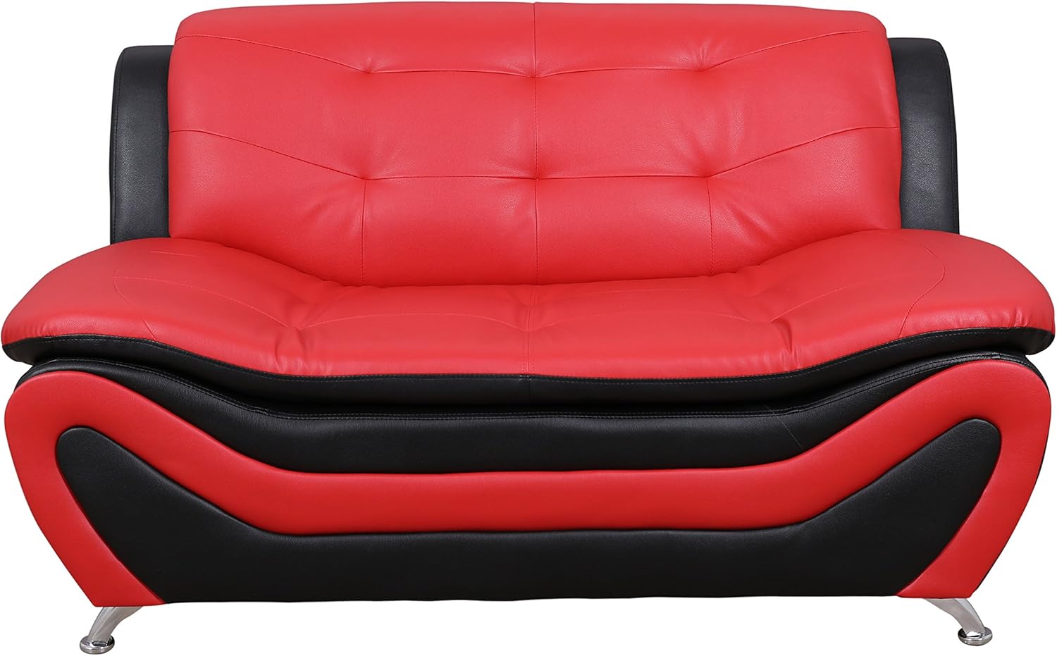 Beverly Fine Furniture Aldo ((3 Piece) Modern Sofa Set, Black/Red: Furniture & Decor