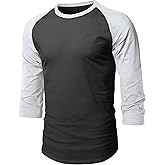 Hat and Beyond Mens Vintage Baseball Raglan 3/4 Sleeve Plain Casual Tee Basic Active T Shirts