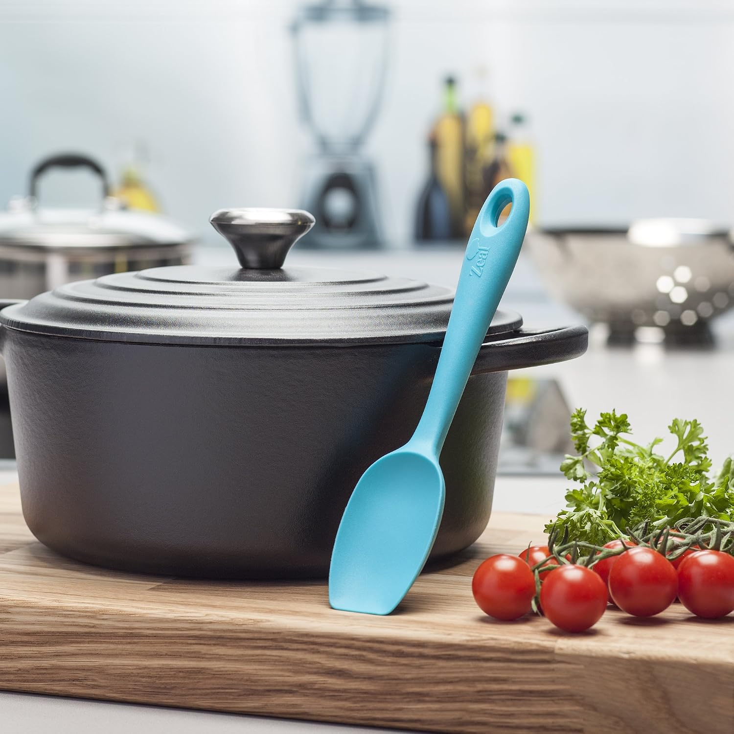 Zeal Silicone Spatula Spoon, Non-stick Flat-ended Cooking Spoon Spatula for Scraping Scooping and Stirring - Image 4