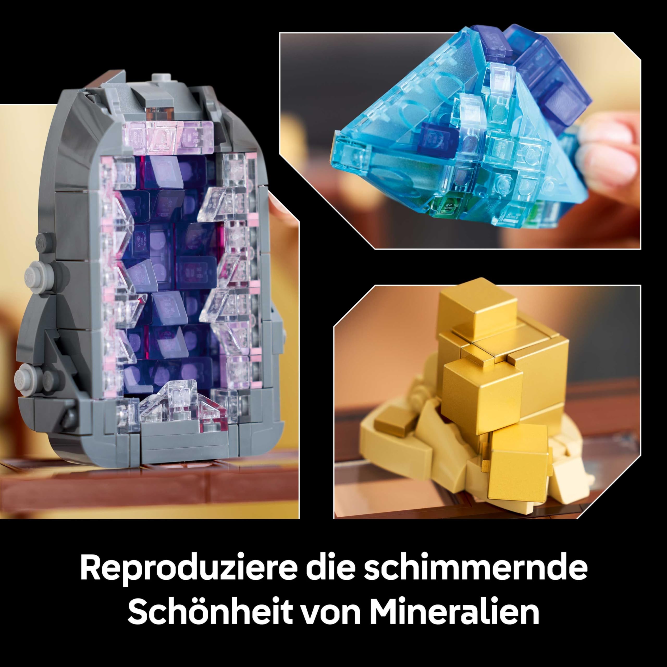 LEGO Ideas Mineraliensammlung - Set für Erwachsene - Modellbau mit Kristallelementen inkl. Amethyst, Fluorit & Tangerinquarz sowie 3 Ständern - DIY Wohn Deko Geschenkidee - 21362 4