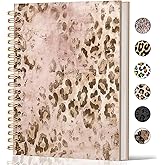 Lacama Leopard Print Gifts for Women Cheetah Print Gifts Notebook Journal, Pink Cheetah Prints Journal Hardcover Spiral Notebook, Vintage Leopard Prints School Office Supplies 160 Pages A5