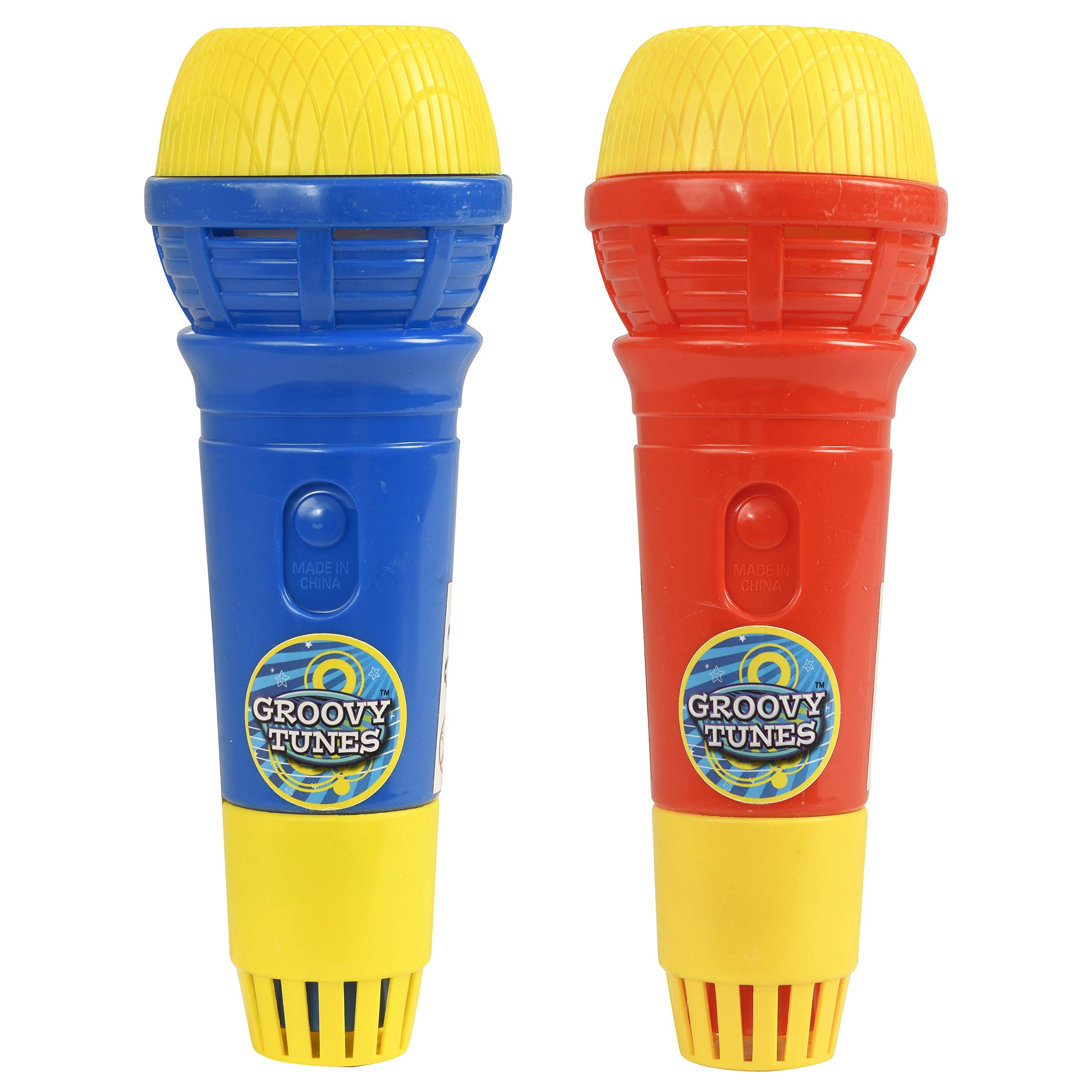 HTI Toys & Games Groovy Tunes PACK OF 2 Echo Microphones Red & Blue | Great Singing Toy Prop Mic For Kids and Adults Girls And Boys