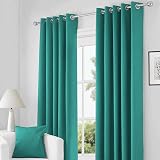 Rayyan Linen Readymade Blackout Eyelet Ring Top Curtains 46x72 Teal