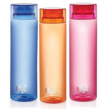 Cello H2O Bottle , 1 Litre, Set of 3, Colour May Vary