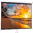 SUPER DEAL 72'' 4:3 HD Projection Screen Foldable Anti-Crease Portable Projector Movie Screen Manual Pull Down for Home Theater Presentation Education Outdoor Indoor Public Display, White