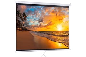 Saicool Universal Projector Screen, 72 Inch HD Portable Manual Pull Down Projector Screen, Wall or Ceiling Mounted Retractable Widescreen for Home or Office (4:3 White)