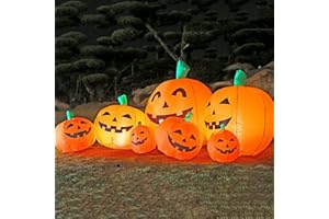 DearSun 8.0FT Long Halloween Inflatable Pumpkin Patch Fall Inflatable Thanksgiving Inflatable Pumpkin Patch Blow up Pumpkin Decor Outer Large Party Yard Decoration